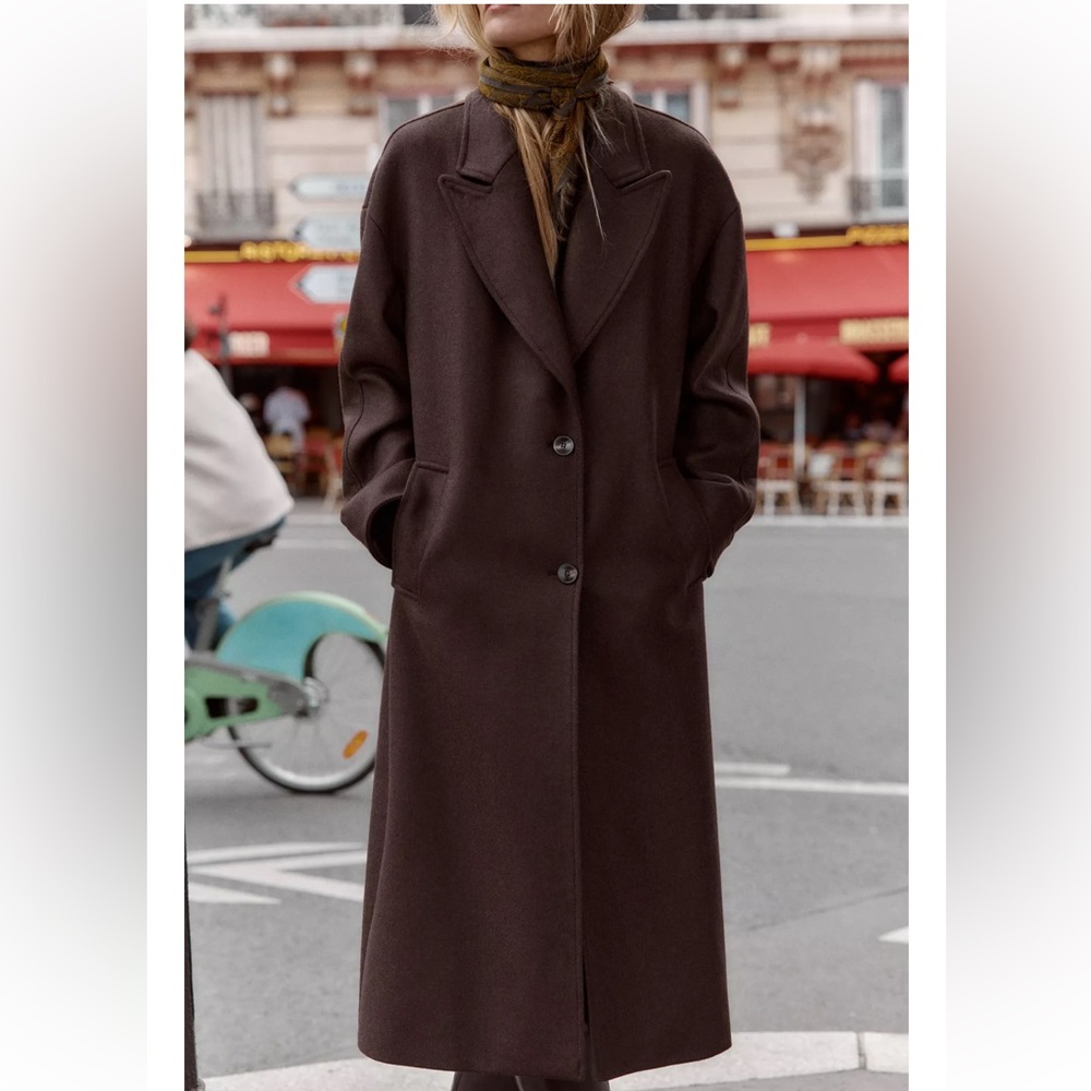 Zara Chocolate Brown Trench Coat NWT - Picture 12 of 16